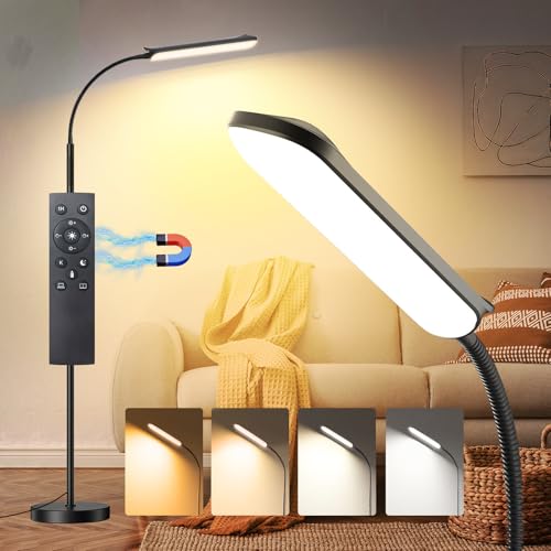 marctronic LED Stehlampe Wohnzimmer Dimmbar 【Frei Verstellbar】, 18W 1800LM Deckenfluter mit Fernbedienung & Touchsteuerung, 1-Minuten-Installation, Stehlampe Modern für Büro, Schlafzimmer (Schwarz)