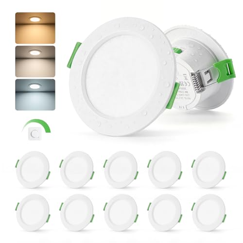 Leselux LED Einbaustrahler 230V Dimmbar 55mm - 68mm Lochmaß, 4W LED Spot Warmweiß Neutralweiß Kaltweiß, IP44 Einbauleuchten Deckenspot Ultra Flach für Badezimmer Küche Wohnzimmer, 10er Set