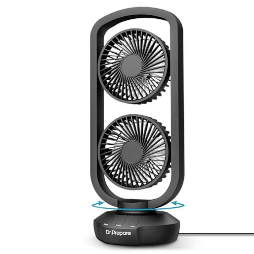 DR.PREPARE Tischventilator Klein Turmventilator 40cm Ventilator mit 3 Stufen, 105° Oszillation, 3 Timer Table Fan Tragbarer Ventilator für Schlafzimmer Büro Küchen