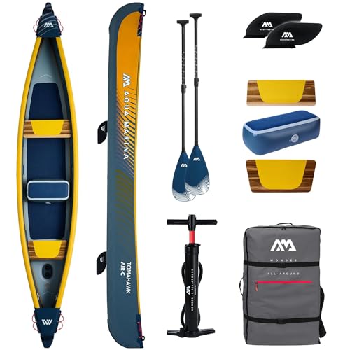 Campsup Aqua Marina kajak aufblasbar | Inflatable 3 Personen Kayak Tomahawk AIR-C 2024 + 2 x CP-1 | 478x88 cm | Technologie: Drop Stitch