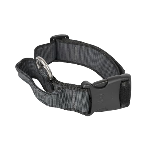 Julius-K9, 100HA-K-2015 Color & Gray K9-Halsband mit Haltegriff, Sicherheitsverschluss und Logo, 40 mm*38-53 cm, verstellbar, schwarz-grau,
