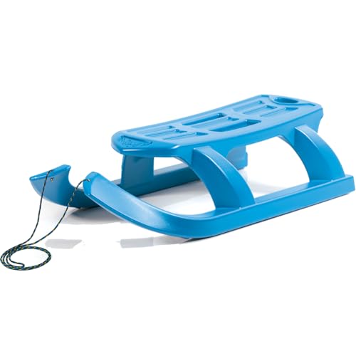 Prosperplast Schlitten Arrow Kinderschlitten mit Zugseil | 75,5x36,5x20cm | Kunststoff | Metallkufe | ideal für den Winterspaß | children's sled with pull cable, blue | metal runners | made of plastic