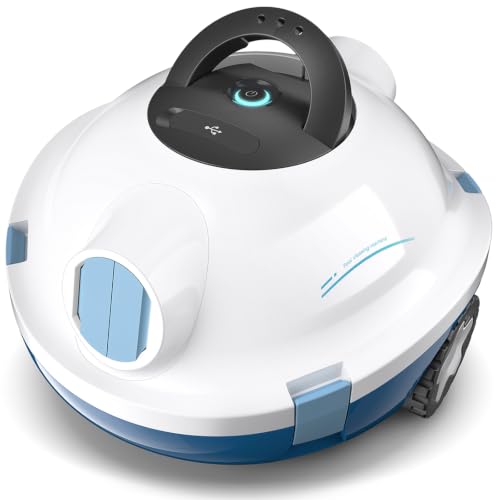 Bocxi Poolroboter, kabelloser Poolsauger, Schnurloser Roboter-Poolreiniger, automatischer, leistungsstarker Poolsauger, 130 Minuten Laufzeit, selbstparkend, ideal für Flache Böden bis 110 m²(Weiß)