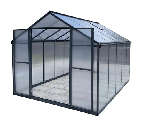 Aluminium Gewächshaus für den Garten 7,33m² inklusive 238 x 301cm Fundament Doppeltür vielseitig nutzbar als Treibhaus,Frühbeet Aufzucht,Tomatenhaus und Pflanzenhaus