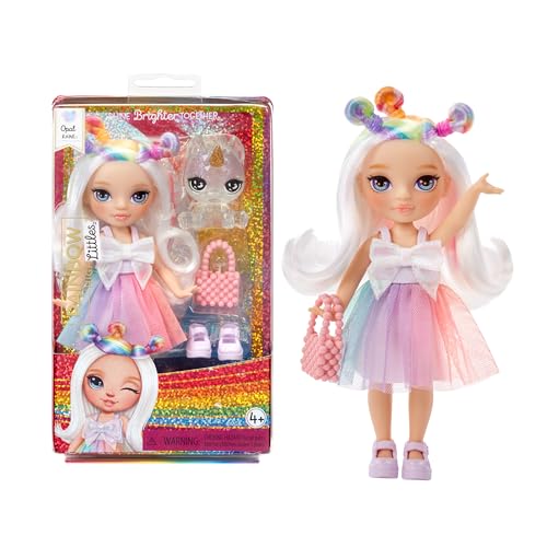 Rainbow High Littles - Opal Raine - Kleine, Bewegliche Modepuppe - Regenbogenfarbene 14 cm Große Puppe mit Handtasche und Magischem Einhorn - für Kinder und Sammler, Regenbogen