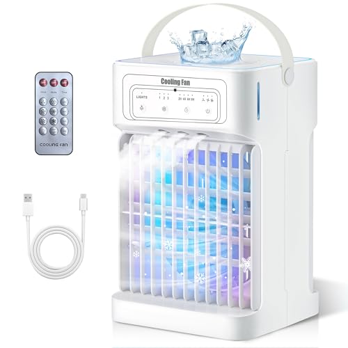 4-in-1 Klimaanlage Mobil, Ventilator mit Wasserkühlung 1100ml Wassertank
