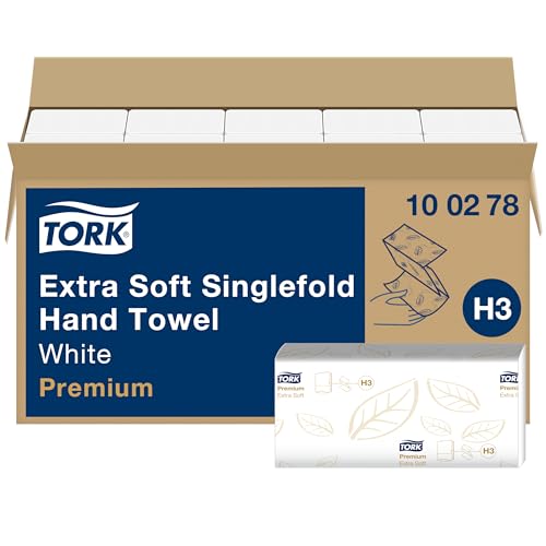 Tork Zickzack-Papierhandtücher Premium, 2-lagig, extra weich, kompatibel mit H3-Spender, FSC-zertifiziert, 15 x 200 Tücher (3.000 Blatt), weiß, 23 x 22,6 cm (100278)