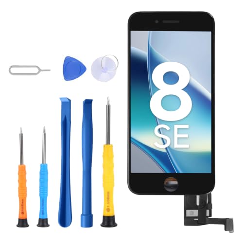Vefacxy Für iPhone 8 / SE 2020 Display, Ersatz Set 4,7 Zoll 3D Touch Bildschirm mit Rahmen Digitizer inkl, Reparatur Werkzeug & Displayschutz(Modelle A1863 / A1905 / A1906)