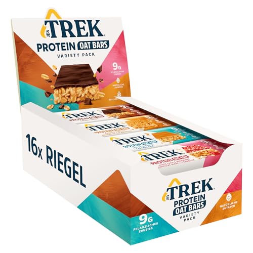 JB's TREK Protein Haferriegel | Mixbox | Pflanzliches Protein | Glutenfrei | 16 x 50g Riegel | 800g