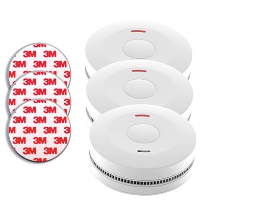 3er Rauchmelder Feuermelder Set, Jeising SD-432 mit langlebiger 10 Jahres Batterie, 3X Magnetpad -TÜV Zertifiziert EN14604, Stummschaltfunktion - kein lästiger und teurer Batterie wechseln nötig
