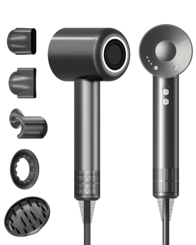 Ionic Haartrockner mit 1600W – Föhn mit schnelltrocknendem Luftstrom, Ionen-Technologie, 3 Heizstufen, Kaltlufttaste & magnetischem Aufsatz – Leise & kompakt für Reisen und Zuhause