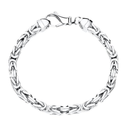 JEWLIX Herrenrmband: Königskette 925 Silber rhodiniert 5mm, 21 cm