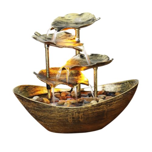 Toyvian Lotusblatt Zimmerbrunnen USB, Tischbrunnen Wasserfall Innen