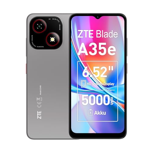 ZTE Blade A35e, Android-Handy，Smartphone ohne Vertrag: 2GB+64GB Speicher, Silvery Gray, 5000 mAh Batterie & 6.52