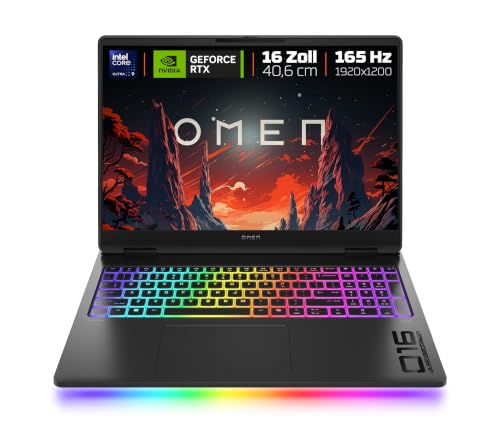 HP Omen MAX Gaming Laptop | 16 Zoll 2K Display 165Hz | Intel Ultra 9-275HX (24C) | NVIDIA GeForce RTX 5080 16GB VRAM | 32GB DDR5 RAM | 1 TB SSD | Windows 11 | QWERTZ | Alu Gehäuse | Shadow Black