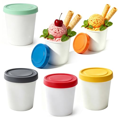 6er-Set Eisbehälter für Speiseeis 250ml, Gefrierdosen mit Silikondeckel, BPA-frei in Lebensmittelqualität, stapelbar – zur Lagerung und Herstellung von Speiseeis Eiscreme Sorbet Frozen Joghurt