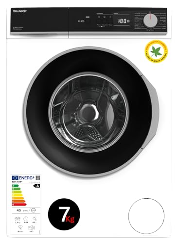 Sharp ES-NFA714BW1NA-DE Waschmaschine Frontlader/A / 7kg / 1400 U/min/Inverter Motor / 15 Programme inkl. 12 min Kurzprogramm/AquaStop/Weiß