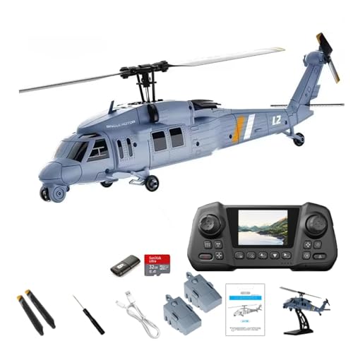 YGWXYYZJ RC Hubschrauber Brushless 4CH intelligenter Ferngesteuerter Hubschrauber mit eingebautem HD-Display-Controller und GPS Optical Flow für Erwachsene 2 Akkus