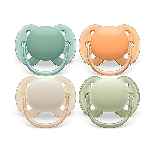 Philips AVENT ultra soft Schnuller - 4er Pack, BPA-freier, extra weicher Schnuller für Babys von 0-6 Monaten, inklusive Transport- und Sterilisationsbox, (Modell SCF091/35)