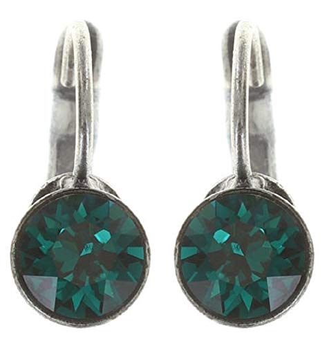 Black Jack Ohrhänger mit Klappverschluss in Emerald, dunkelgrün Fassung Silber