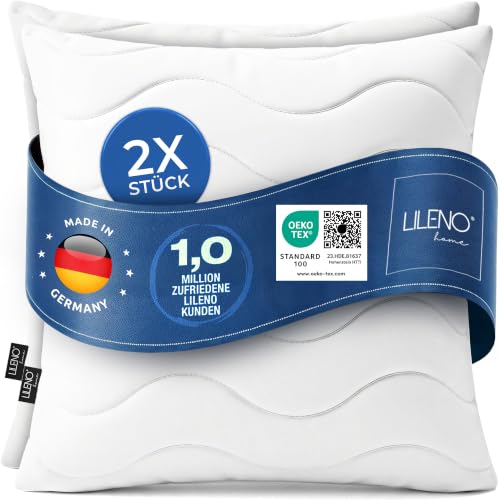 LILENO HOME Allergiker Kopfkissen 80x80 (2er Set) – 95°C waschbar, Oeko-Tex