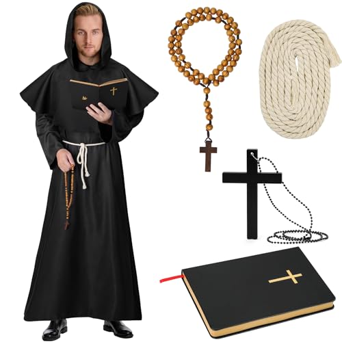 Lubolee Faschingskostüme Männer Mönch Kostüm Herren Fasching Kostüm Karneval Kostüm herren Karnevalskostüme Faschingskostüm Faschingskostüme Herren Kostüm Karneval (2XL)