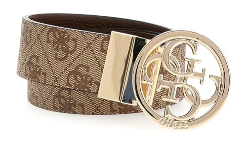 GUESS Gürtel Noelle Nolana Belt W85 Latte Logo braun kürzbar wendbar