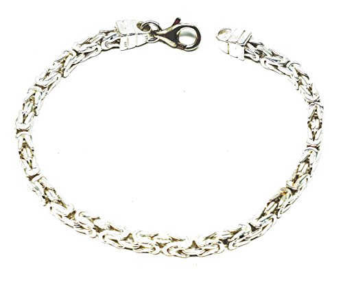 Original italienisches Byzantiner Königsarmband 925 Silber 4 mm breit 20 cm Silberarmband Armband Damen Herren Schmuck ab Fabrik tendenze Italy