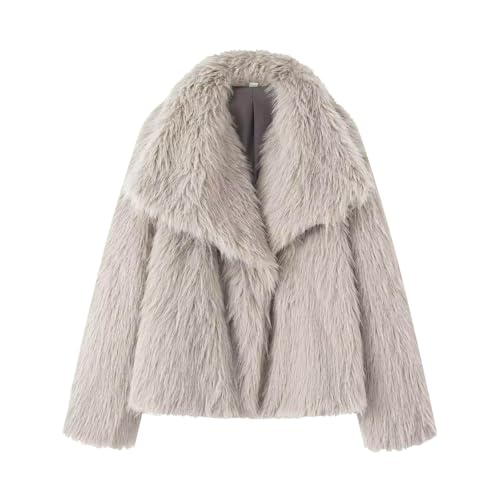 Kuscheljacke Damen Flauschig Fleecejacke Revers Winterjacke Open Front