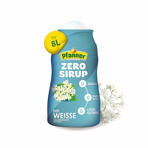 Pfanner Zero Sirup Der Weisse (1 x 57 ml) – Zuckerfreier Getränkesirup für 8 L Eistee – kalorienfrei & ohne Zucker – Pfanner Eistee Zitrone Holunderblüte Geschmack