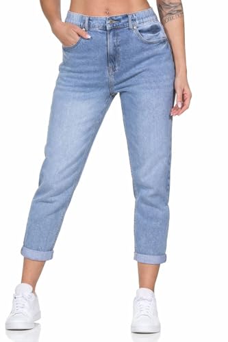 Hailys Damen High Waist Ankle Mom Jeans Mi44rell knöchellange Jeanshose KAX-2102057-1A LBlue XL