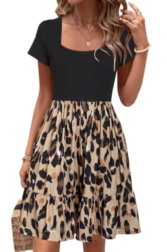 Newshows Sommerkleid Damen Knielang Strandkleid Sommer Outfits Kleid Elegant Kurz Partykleid Mit Taschen Floral-1