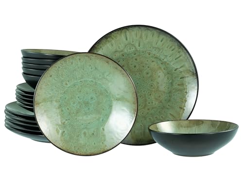 CreaTable, 23961, Serie Jawa, 18-teiliges Geschirrset für 6 Personen, Teller Set aus Steinzeug, spülmaschinen- und mikrowellengeeignet, Qualitätsproduktion