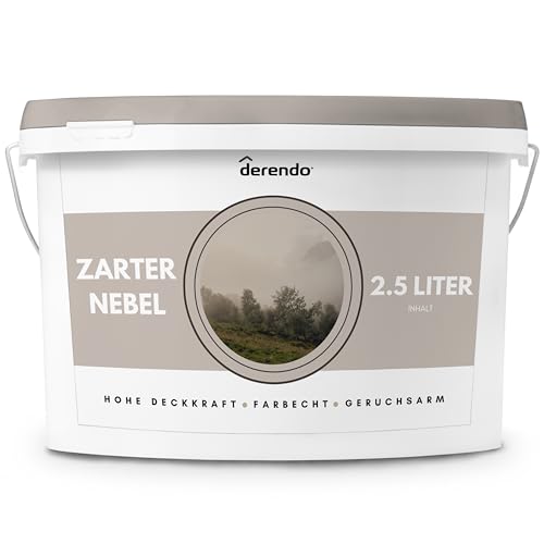 derendo Wandfarbe Beige Zarter Nebel hohe Deckkraft Innenfarbe matt 2,5l