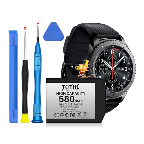 TQTHL für Samsung Gear s3 akku 580mAh EB-BR760ABE Ersatz Akku Kompatibel mit Samsung Gear SM-R760 SM-R770 SM-R765 Gear S3 Frontier Gear S3 Classic GH43-04699A mit Reparieren Werkzeugsatz