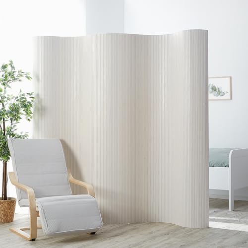 Homestyle4u Paravent Raumteiler Innen Bambus Weiß 195cm hoch