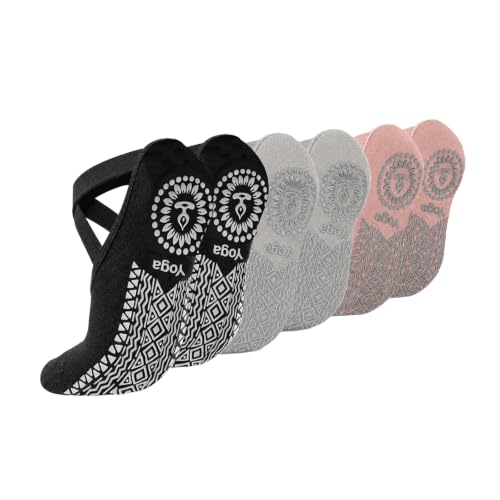 KEYRI 3 Paar Yoga Pilates Socke Rutschfeste Socken für Frauen Mädchen