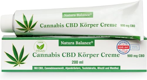 200ml Cannabis Creme Teufelskralle Alpenkräuter Minzöl Menthol Made in Germany Dermatest sehr gut vegan