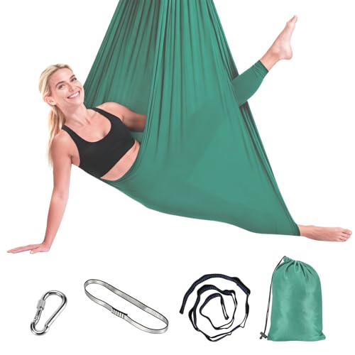 Staranry 280x150cm Grün Hängematte Outdoor Swing 200 Kg Max mit Installationshardware, Atmungsaktiv, Schnelltrocknendes Hängematte, Hammock für Camping, Reise, Garten