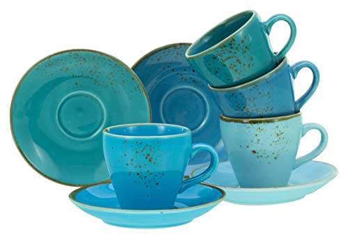 Creatable, Serie Nature Collection, Tassen Set aus Steinzeug, spülmaschinen- und mikrowellengeeignet, Qualitätsproduktion (Aqua, Espressotassen Set 8 teilig)