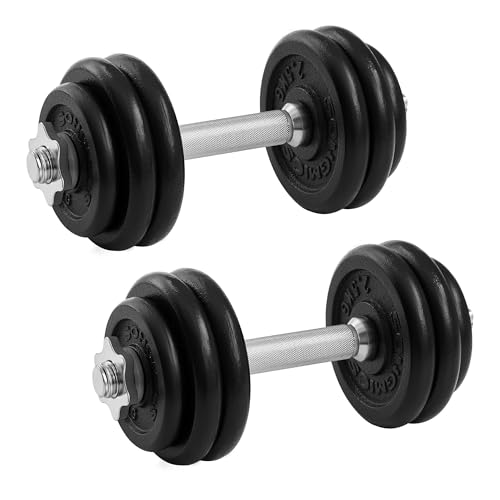 SONGMICS Hanteln, Hantelset aus Gusseisen, Kurzhanteln, 2 x 15 kg, verstellbar, Workout, Fitnesstraining, Gewichtheben für Zuhause, Fitnessstudio, tintenschwarz SYL30T