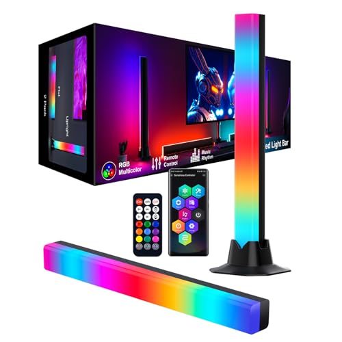 Meewata LED Lightbar, RGB IC Lampe 32 CM, Gaming Beleuchtung, Gaming Setup Deko, Musik Sync und Timing Funktion, APP und Fernbedienung, Ambient Lampe für Schreibtisch, TV, Monitor, Zimmer, Urlaub