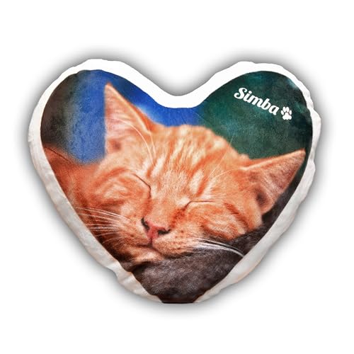 LOOXIS Personalisiertes Herz-Kissen mit Foto & Text Bedruckt, selbst gestalten – 44x40 cm, Weiß - Geschenkidee Männer und Frauen, Jahrestag, Geburtstag, Valentinstag –Flauschige Oberfläche