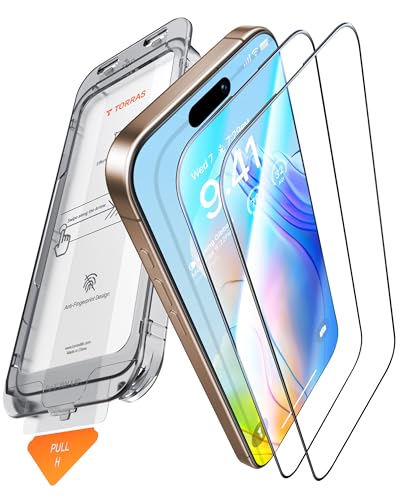 TORRAS für iPhone 16 Pro für Panzerglas [TOP Bruchsicherheit] Schutzfolie für iPhone 16 Pro Folie 9H Tempered Glas Full Screen [Einfache Installation] Anti-Fingerabdruck, 2 Stück