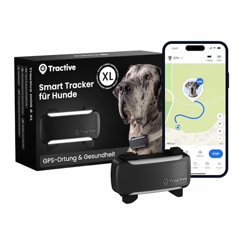 Tractive XL Smarter Hunde GPS Tracker | Modell 2026 | Live-GPS-Ortung | Weglaufalarm & Gesundheitswarnungen | Überwachung der Vitalwerte | Lange Akkulaufzeit | Empfohlen von Martin Rütter (Schwarz)
