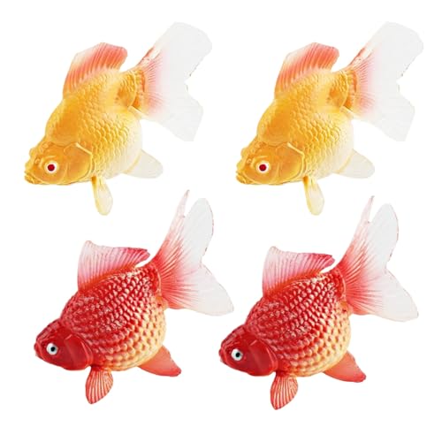 Lguaquanx 4 Stück Gefälschte Goldfische, Künstliches Aquarium Fake Fische, Realistisch Schwimmende Goldfisch, Gelb Rot Goldfische schwimmende Fischtank Dekoration, Aquarium Dekoration