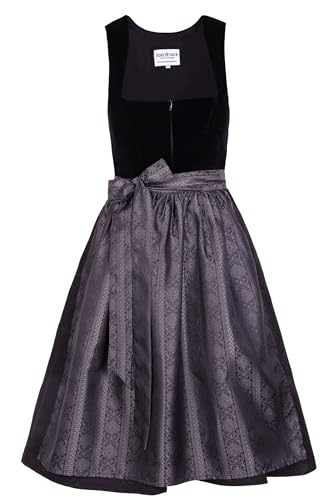 Edelnice Trachtenmode Midi Dirndl Evi Samt Schwarz Gr. 32-54 (DE/NL/SE/PL, Numerisch, 36, Regular, Regular, Schwarz)