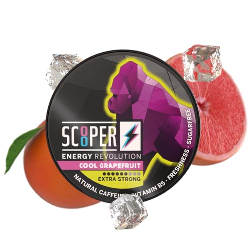 SCOOPER Energy 1x Cool Grapefruit Xtra Strong | 80 MG Koffein pro Pouch | 12 Pouches pro Dose | Zuckerfrei & Vegan | Energy Drink Alternative