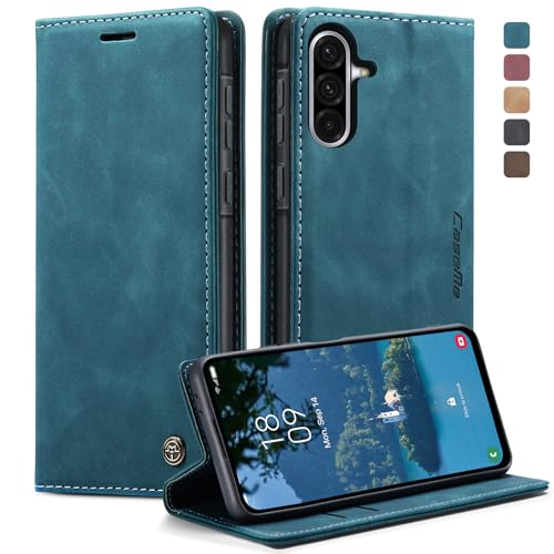 KZB Handyhülle für Samsung Galaxy A56 5G Hülle Premium Leder Klappbar Tasche Flip Case Magnet Kartenfach Standfunktion Klapphülle Schutzhülle für Samsung Galaxy A56 - Blaugrün