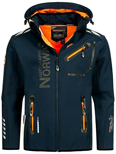 Geographical Norway Herren Herbst Winter Jacke Softshell Jacke Outdoor Regen Übergangs, Farbe:Navy, Größe:L